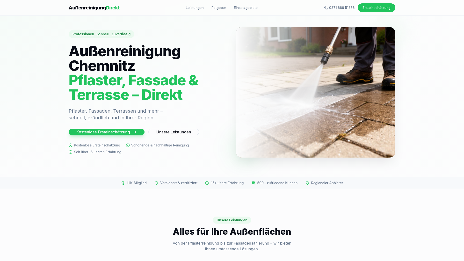 Website Außenreinigung Direkt – Webdesign Referenz