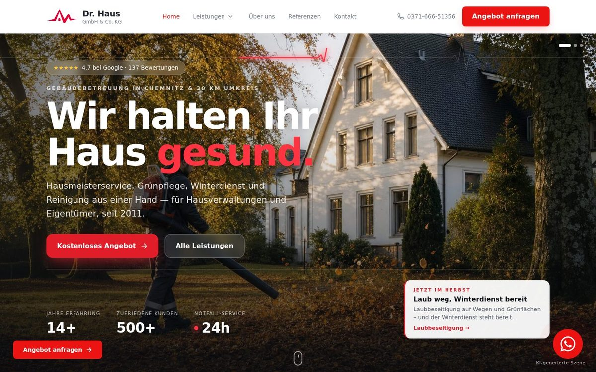 Website Dr. Haus Hausmeisterservice Chemnitz – Webdesign Referenz