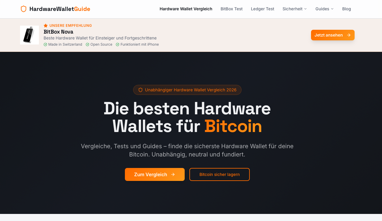 Website Hardware Wallet Guide – Webdesign Referenz
