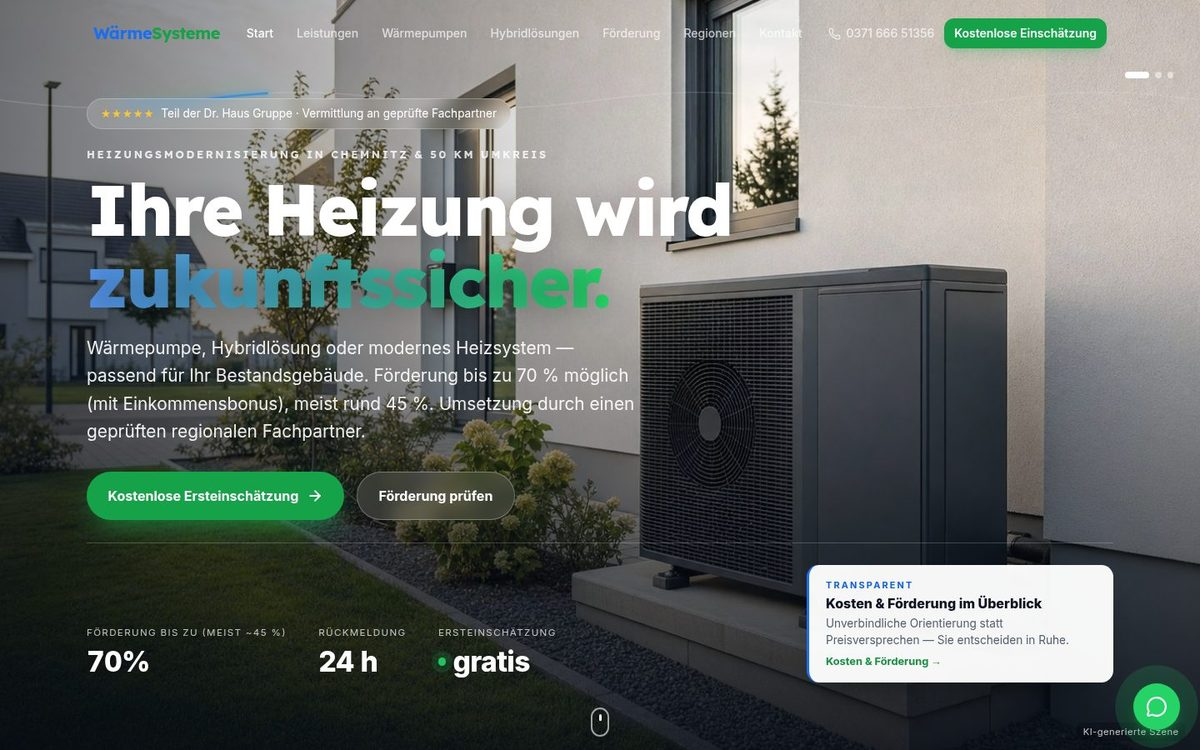 Website Wärme-Systeme – Webdesign Referenz