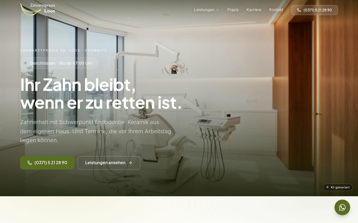 Website Zahnarztpraxis Dr. Loos