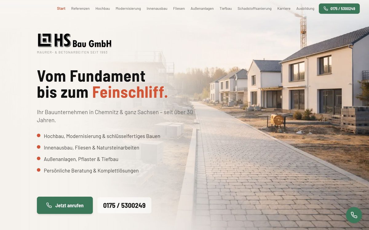 Website HS-Bau Chemnitz